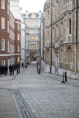 London, United Kingdom - October 30th, 2017:-  Cobbled Street in Middle Temple area of Londonのeditorial素材