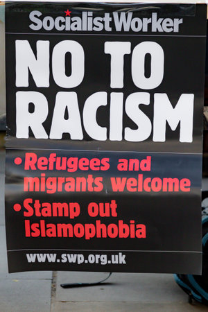 Downing Street, London, United Kingdom, 07th March 2018:- Protesters gather outside Downing Street...