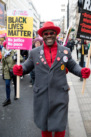 London, United Kingdom, 17th March 2018:- The Stand Up to Racism march through central London from...