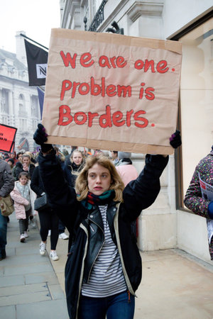 London, United Kingdom, 17th March 2018:- The Stand Up to Racism march through central London from...
