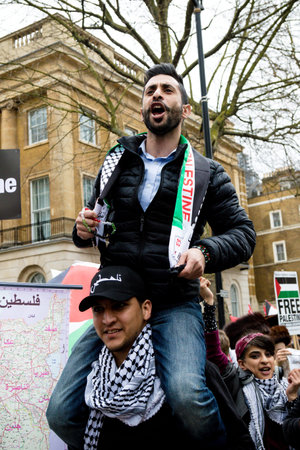 London, United Kingdom, 7st April 2018:- Protesters gather outside Downing Street in London to...
