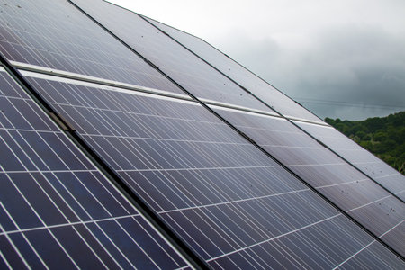Photovoltaic panels on a cloudy day