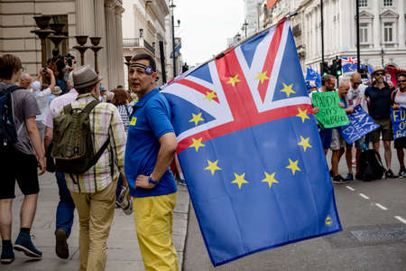 London, United Kingdom, 23rd June 2018:- The March for a People's Vote in Central London demanding a vote on the final deal on Britain's exit from the EUのeditorial素材