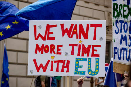 London, United Kingdom, 23rd June 2018:- The March for a People's Vote in Central London demanding a vote on the final deal on Britain's exit from the EUのeditorial素材