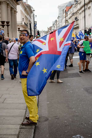London, United Kingdom, 23rd June 2018:- The March for a People's Vote in Central London demanding a vote on the final deal on Britain's exit from the EUのeditorial素材