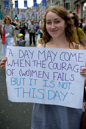 London, United Kingdom, 13th July 2018:Placards carried by anti Donald Trump protesters marching in central Londonのeditorial素材