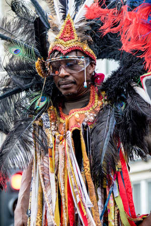 London, United Kingdom, August 27th 2018:- Participants take part in the Nottinghill Carival in west London, Europe's largest street party.のeditorial素材