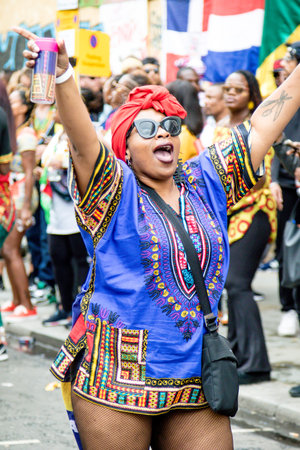 London, United Kingdom, August 27th 2018:- Participants take part in the Nottinghill Carival in west...
