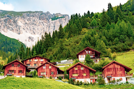 Malbun, Liechtenstein, 20th August:- Buildings in Malbun, Liechtenstein's only ski resort in the...