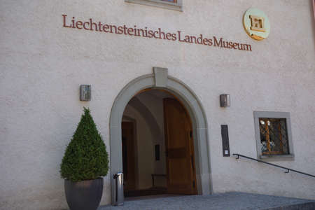 Vaduz, Liechtenstein, 16th August 2018:- The entrance to the Liechtenstein National Museum located in central Vaduzのeditorial素材