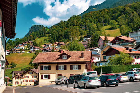 Triesenberg, Liechtenstein, 20th August 2018:- A view of Triesenberg in central Liechtenstein. Triesenberg is the largest municipality in Liechtenstein at 30 square kilometres.のeditorial素材