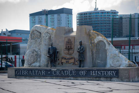 Gibraltar, United Kingdom, 3rd October 2018:- A monument to the history of Gibraltar near the airport. Gibraltar is a British Overseas Territory located on the southern tip of Spain.のeditorial素材