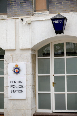 Gibraltar, United Kingdom, 30th September 2018:-The Central Police Station in Casemates Square,...
