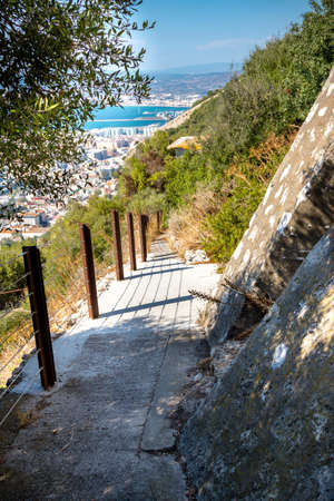 A footpath on the Rock of Gibraltar. Gibraltar is a British Overseas Territory located on the southern tip of Spainの写真素材