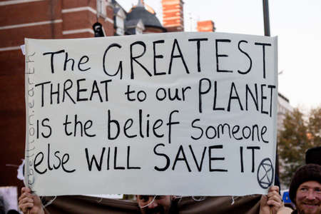 London, United Kingdom, November 17th:- Extinction Rebellion protesters block Westminster Bridge in central London to protest the current environmental emergencyのeditorial素材