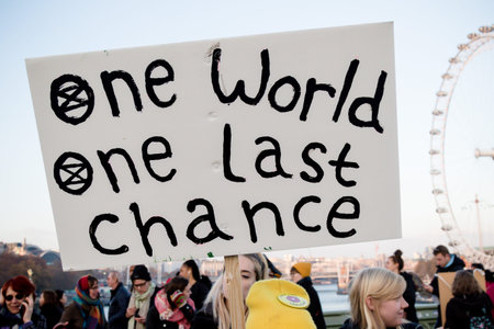 London, United Kingdom, November 17th:- Extinction Rebellion protesters block Westminster Bridge in...