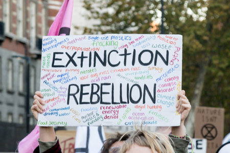London, United Kingdom, November 17th:- Extinction Rebellion protesters block Westminster Bridge in...