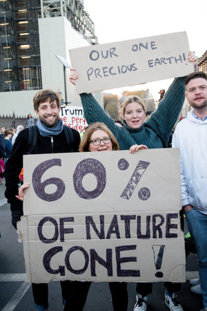 London, United Kingdom, November 17th:- Extinction Rebellion protesters block Westminster Bridge in...