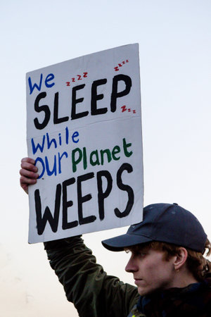 London, United Kingdom, November 17th:- Extinction Rebellion protesters block Westminster Bridge in...