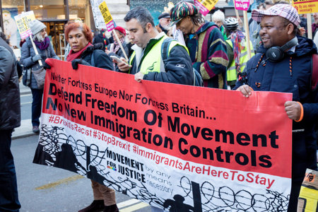 London, United Kingdom, November 17th:- The Stand Up To Racism march through central London from the...