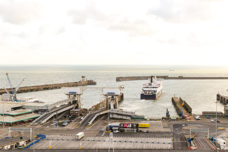 Dover, United Kingdom, 18th January 2019:- A view of the Port of Dover, Kent the nearest British...