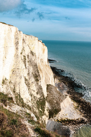 A view over the famous White Cliffs of Dover, Kent, United Kingdom
