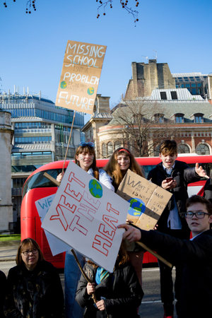 London, UK, United Kingdom 15th February 2019:- Striking school aged children in central London over...