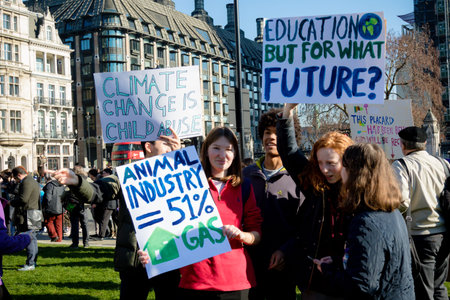 London, UK, United Kingdom 15th February 2019:- Striking school aged children in central London over...
