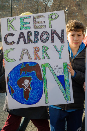 London, UK, United Kingdom 15th February 2019:- Striking school aged children in central London over...