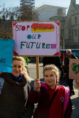 London, UK, United Kingdom 15th February 2019:- Striking school aged children in central London over...
