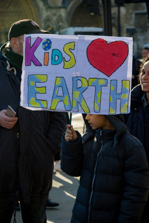 London, UK, United Kingdom 15th February 2019:- Striking school aged children in central London over...