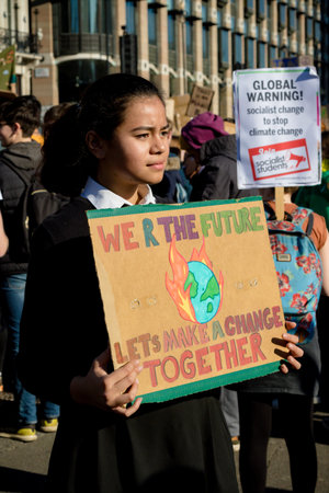 London, UK, United Kingdom 15th February 2019:- Striking school aged children in central London over...