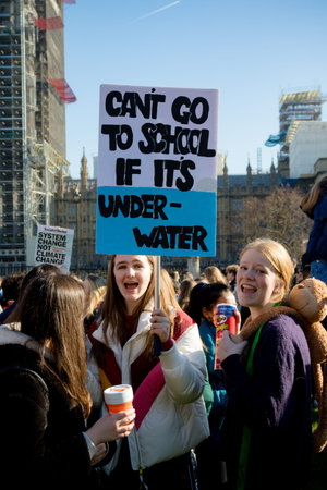 London, UK, United Kingdom 15th February 2019:- Striking school aged children in central London over...
