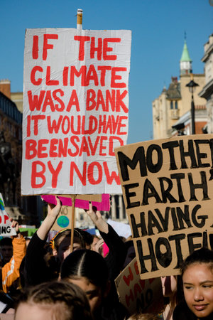 London, UK, United Kingdom 15th February 2019:- Striking school aged children in central London over...