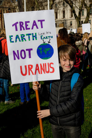 London, UK, United Kingdom 15th February 2019:- Striking school aged children in central London over...