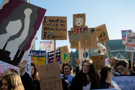 London, UK, United Kingdom 15th February 2019:- Striking school aged children in central London over...