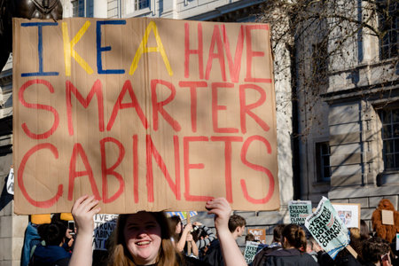 London, UK, United Kingdom 15th February 2019:- Striking school aged children in central London over...
