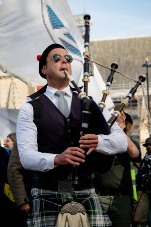 London, United Kingdom, 15th April 2019:- Extinction Rebellion protesters in Parliament Square,...