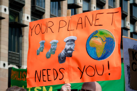 London, United Kingdom, 15th April 2019:- Extinction Rebellion protesters in Parliament Square,...