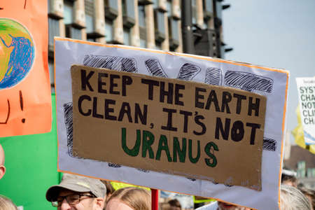 London, United Kingdom, 15th April 2019:- Extinction Rebellion protesters in Parliament Square, protesting about climate change.のeditorial素材