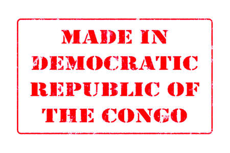 Rubber stamp with red ink on white background concept reading Made In Democratic Republic of The Congoの写真素材
