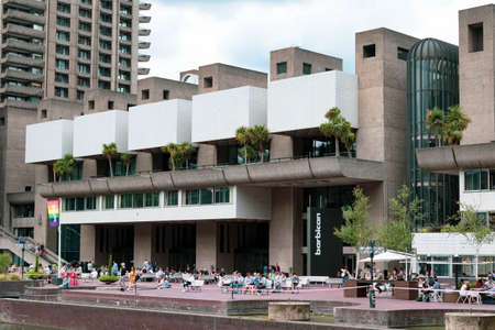 London, United Kingdom, August 3rd 2019:- A view of the Barbican Estate a brutalist housing estate in the City of Londonのeditorial素材