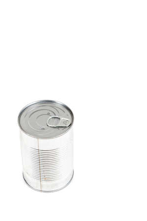 A metal food tin isolated on a white backgroundの写真素材