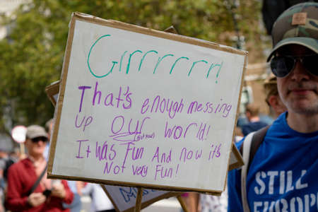 London, United Kingdom, August 31st 2019:- Protesters in Whitehall, Central London protesting Prime Minister Boris Johnson's plan to suspend Parliament for five weeksのeditorial素材