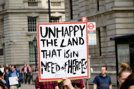 London, United Kingdom, August 31st 2019:- Protesters in Whitehall, Central London protesting Prime Minister Boris Johnson's plan to suspend Parliament for five weeksのeditorial素材