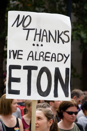 London, United Kingdom, August 31st 2019:- Protesters in Whitehall, Central London protesting Prime...