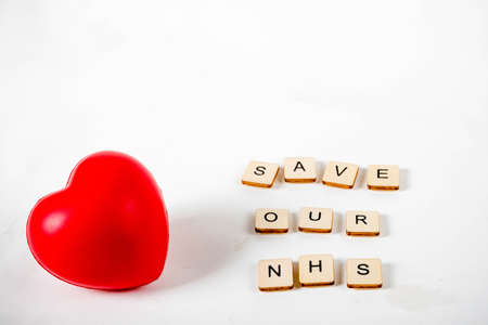 Healthcare concept showing a heart and the message save our NHSの写真素材