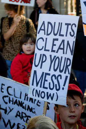London, United Kingdom, 20th September 2019:- Climate Change Protesters gather in Westminster,...