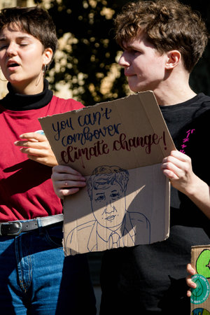 London, United Kingdom, 20th September 2019:- Climate Change Protesters gather in Westminster,...