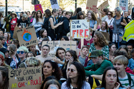 London, United Kingdom, 20th September 2019:- Climate Change Protesters sit in Westminster, central London outside Downing Streetのeditorial素材